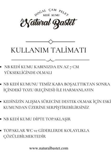 Natural Bastet %100 Doğal Topaklanan Çam Pelet Kedi Kumu 30 Litre fiyatları