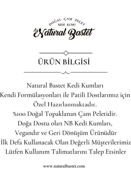 Natural Bastet %100 Doğal Topaklanan Çam Pelet Kedi Kumu 30 Litre modelleri