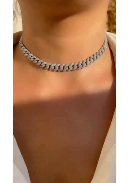 Beyaz Altın Kaplama Arkadan Asansörlü Gurmet Model Choker Kolye fiyatları