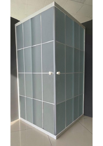 Duşakabin Kare 4mm Buzlu Beyaz Çizgi Yükseklik 180CM