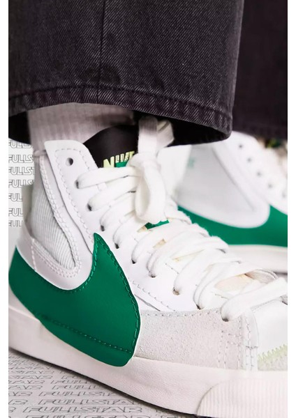Blazer Mid 77 Jumbo Leather Hakiki Deri Günlük Bilekli Spor Ayakkabı Beyaz Yeşil fırsatları