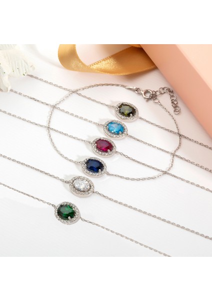 Usho Jewelry 925 Ayar Gümüş Oval Pırlanta Modeli Set