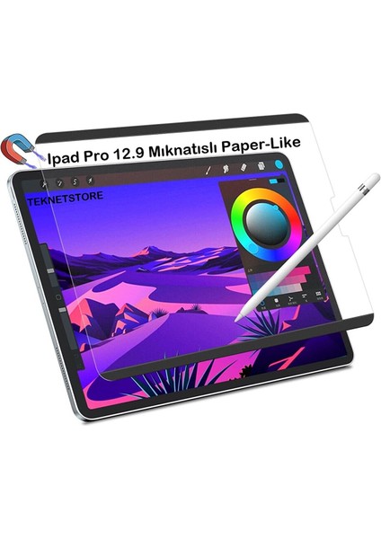 Apple Ipad Pro 12.9" Inç 6. Nesil ve 5. Nesil 2022/2021 M2 Inç Uyumlu Magnetic (Mıknatıslı) Paperlike Kağıt Hissiyatlı