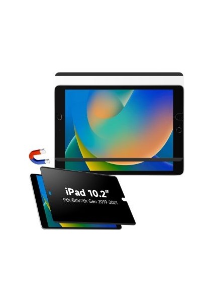 Apple Ipad 7. 8. 9. Nesil 2020 /2021 10.2 Uyumlu Magnetic (Mıknatıslı) Paperlike Kağıt Hissiyatlı