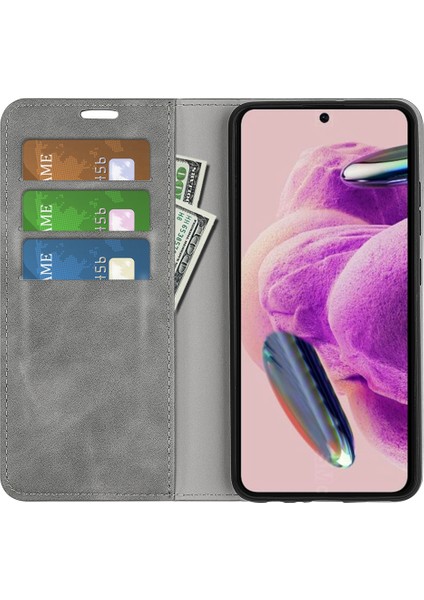 Xiaomi Redmi Için Stand Kapak Not 12S 4g, Cilt Touch Flip Case Pu Deri Cüzdan Akıllı Telefon Kabuk-Grey (Yurt Dışından)
