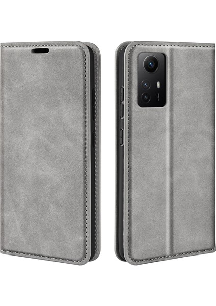 Xiaomi Redmi Için Stand Kapak Not 12S 4g, Cilt Touch Flip Case Pu Deri Cüzdan Akıllı Telefon Kabuk-Grey (Yurt Dışından)