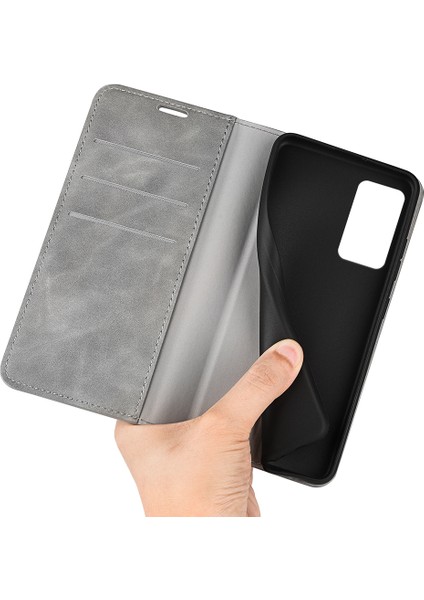 Xiaomi Redmi Için Stand Kapak Not 12S 4g, Cilt Touch Flip Case Pu Deri Cüzdan Akıllı Telefon Kabuk-Grey (Yurt Dışından)
