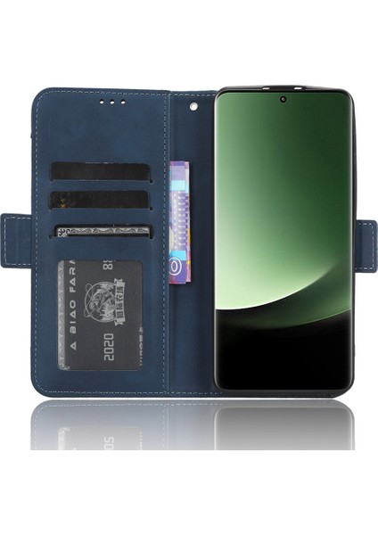 Xiaomi Için 13 Ultra Telefon Cüzdan Kılıfı Pu Pu Çok Kart Yuvaları Stand Telefon Kapak Mavisi (Yurt Dışından)