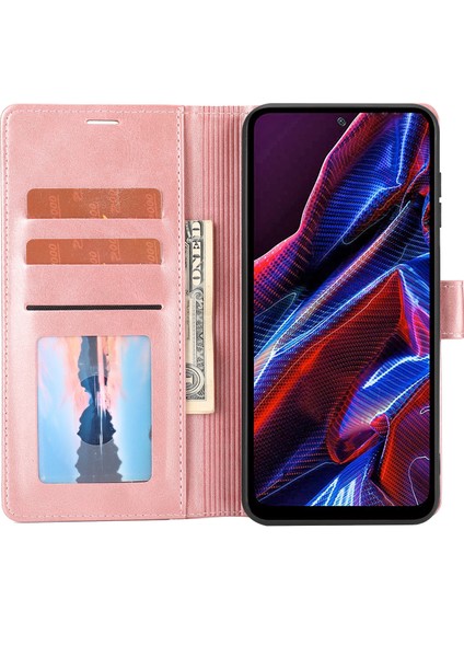 Xiaomi Için Redmi Note 12 5g (Global)/(Hindistan)/(Çin)/poco X5 5g Yatay Hat Deri Kılıf Stand Cüzdan Kapak Pembe (Yurt Dışından) modelleri