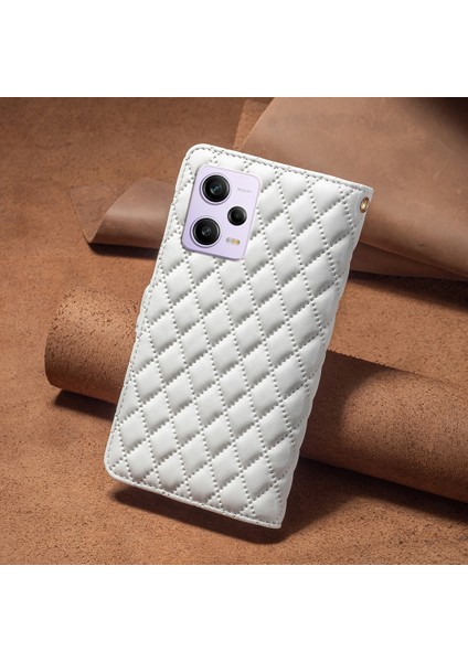 Xiaomi Redmi Için Note 12 Pro 5g/note 12 Pro Speed ​​5g/poco X5 Pro 5g Pu Deri Kılıf Stand Strap-White ile Fermuar Cep Telefonu Kapağı (Yurt Dışından)