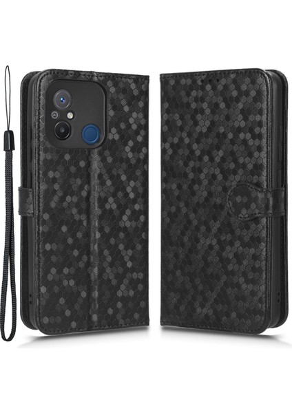 Xiaomi Redmi 12C 4G/11A 4g Için Anti-Şok Deri Telefon Kapağı, Nokta Desen Baskılı Anti-Çizik Telefon Kasası Cüzdan Standı-Black (Yurt Dışından) fiyatları