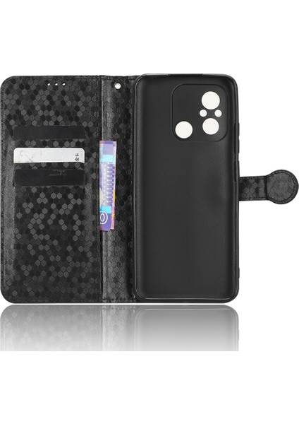 Xiaomi Redmi 12C 4G/11A 4g Için Anti-Şok Deri Telefon Kapağı, Nokta Desen Baskılı Anti-Çizik Telefon Kasası Cüzdan Standı-Black (Yurt Dışından) fırsatları