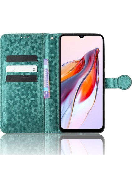 Xiaomi Redmi 12C 4G/11A 4g Için Anti-Şok Deri Telefon Kapağı, Nokta Desen Baskılı Anti-Çizik Telefon Kasası Cüzdan Stant-Yeşil (Yurt Dışından)