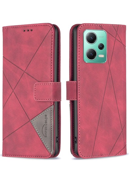 Xiaomi Için Poco X5 5g/redmi Note 12 5g (Global)/(Hindistan)/(Çin) Baskılı Telefon Kılıfı Stand Flip Deri Cüzdan Kapak-Kırmızı (Yurt Dışından)