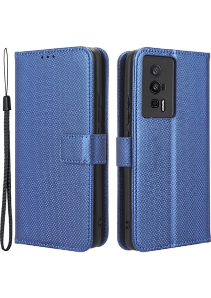 Xiaomi Için Telefon Deri Kılıfı Poco F5 Pro 5g/redmi K60 Pro 5G/K60 5G/K60 Şampiyon Edition Diamond Doku Doku Cüzdan Telefon Stand Kapak Mavisi (Yurt Dışından) fiyatları
