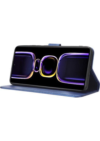 Xiaomi Için Telefon Deri Kılıfı Poco F5 Pro 5g/redmi K60 Pro 5G/K60 5G/K60 Şampiyon Edition Diamond Doku Doku Cüzdan Telefon Stand Kapak Mavisi (Yurt Dışından) modelleri