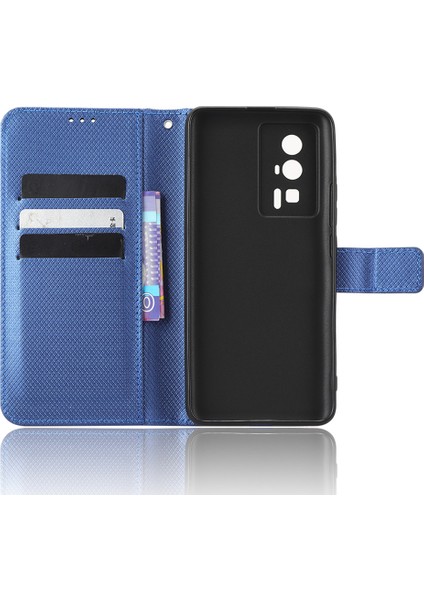 Xiaomi Için Telefon Deri Kılıfı Poco F5 Pro 5g/redmi K60 Pro 5G/K60 5G/K60 Şampiyon Edition Diamond Doku Doku Cüzdan Telefon Stand Kapak Mavisi (Yurt Dışından) fırsatları