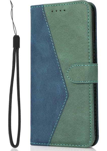 Xiaomi Redmi Için Note 12 Pro 5g/note 12 Pro Speed ​​5g/poco X5 Pro 5g Renkli Pu Deri Deri Stand Magneticy Telek Telefon Cüzdan Kapağı Bilek Kayış Mavisi/yeşil (Yurt Dışından) indirimleri