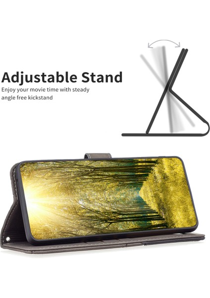 Xiaomi Için Poco X5 5g/redmi Note 12 5g (Global)/(Hindistan)/(Çin) Baskılı Telefon Kılıfı Stand Flip Deri Cüzdan Kapak-Grey (Yurt Dışından)