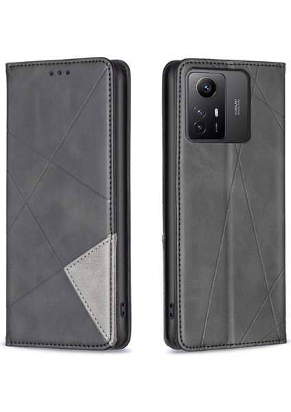 Xiaomi Için Redmi Note 12S 4g Birleştirme Stili Telefon Kılıfı Baskılı Hat Stand Kartı Tutucu Deri Kapak Black (Yurt Dışından)