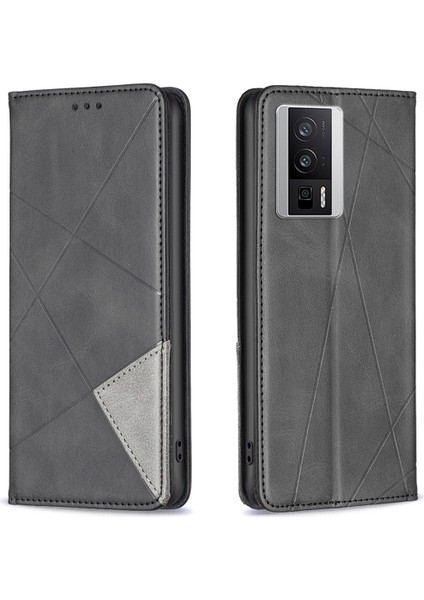 Xiaomi Poco F5 Pro 5g/redmi K60 Pro 5G/K60 5g Baskı Deseni Ekleme Tasarım Kapağı Kart Yuvaları Pu Deri+Tpu Cep Telefonu Stand Kabuk Black (Yurt Dışından)