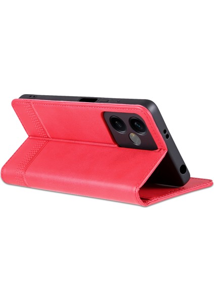 Xiaomi Redmi Için Note 12 5g (Hindistan)/poco X5 5g Karşıtı Kara Izi Dokusu Şok Geçirmez Telefon Stand Pu Deri Manyetik Oto Absorbed Folio Flip Cüzdan Kapak-Kırmızı (Yurt Dışından) fırsatları