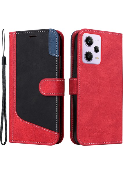 Xiaomi Redmi Için Note 12 Pro 5g/note 12 Pro Speed ​​5g/poco X5 Pro 5g Deri Telefon Cüzdan Kılıfı Üç Renkli Ekleme Standı Kapak Kayış-Kırmızı (Yurt Dışından) fiyatları