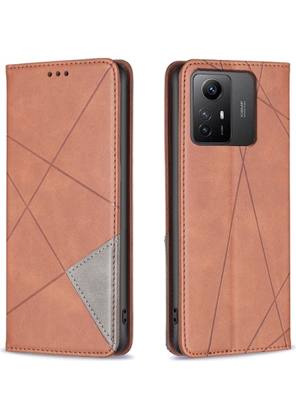 Xiaomi Için Redmi Note 12S 4g Birleştirme Stili Telefon Kılıfı Baskılı Çizgi Stand Kartı Tutucu Deri Kapak Brown (Yurt Dışından)
