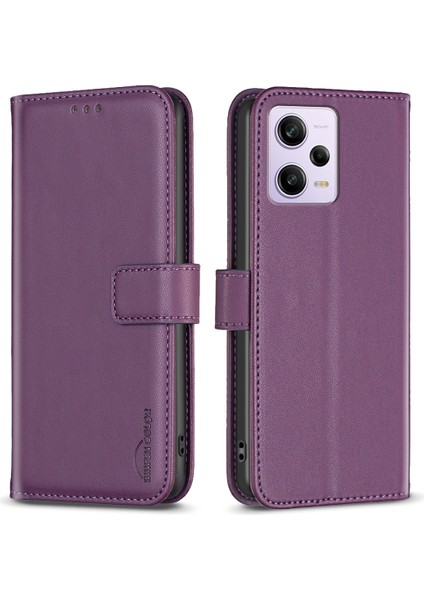 Xiaomi Redmi Için Note 12 Pro 5g/12 Pro Speed ​​5g/poco X5 Pro 5g Deri Telefon Kılıfı BF17 Stand Cüzdan Kapak-Dark Mor (Yurt Dışından)