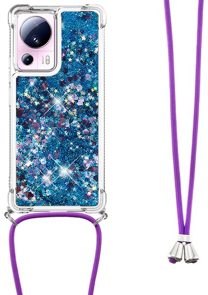 Xiaomi 13 Lite/civi 2 5g Için Sıvı Bling Kılıfı, Şok Geçirmez Yumuşak Tpu Telefon Kapağı, Kordon Mavisi/kalpli (Yurt Dışından)