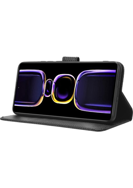 Xiaomi Için Telefon Deri Kılıfı Poco F5 Pro 5g/redmi K60 Pro 5G/K60 5G/K60 Şampiyon Edition Diamond Doku Doku Cüzdan Telefon Stand Kapağı Black (Yurt Dışından) modelleri