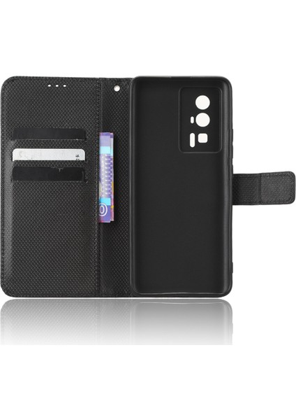 Xiaomi Için Telefon Deri Kılıfı Poco F5 Pro 5g/redmi K60 Pro 5G/K60 5G/K60 Şampiyon Edition Diamond Doku Doku Cüzdan Telefon Stand Kapağı Black (Yurt Dışından) fırsatları
