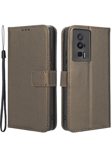 Xiaomi Için Telefon Deri Kılıfı Poco F5 Pro 5g/redmi K60 Pro 5G/K60 5G/K60 Şampiyonu Edition Diamond Doku Doku Cüzdan Telefon Stand Kapak-Kahverengi (Yurt Dışından) fiyatları