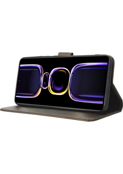 Xiaomi Için Telefon Deri Kılıfı Poco F5 Pro 5g/redmi K60 Pro 5G/K60 5G/K60 Şampiyonu Edition Diamond Doku Doku Cüzdan Telefon Stand Kapak-Kahverengi (Yurt Dışından) modelleri