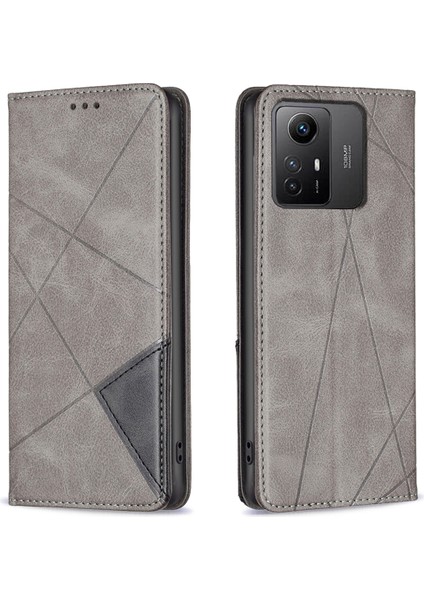 Xiaomi Için Redmi Note 12S 4g Birleştirme Stili Telefon Kılıfı Baskılı Çizgi Stand Kartı Tutucu Deri Kapak Grey (Yurt Dışından)