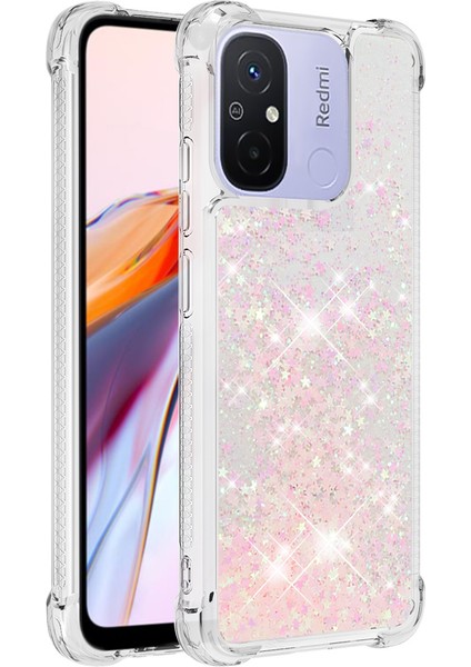 Xiaomi Redmi 12C 4G/11A Için 4g Işıltı Akan Sıvı Kasa Tpu Şok Geçirmez Telefon Kapak-Pembe/pentagramlar (Yurt Dışından) modelleri