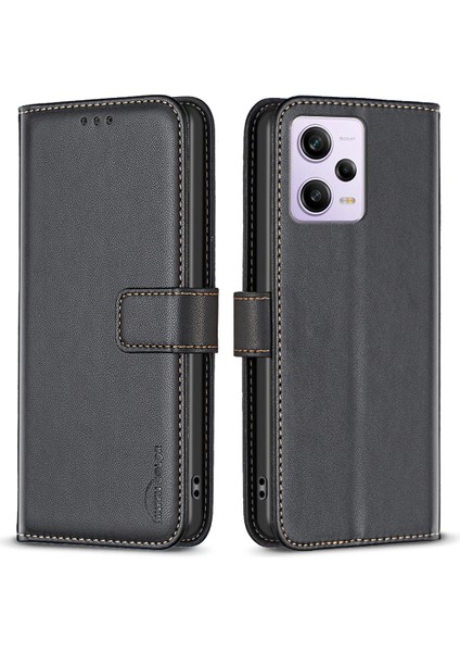 Xiaomi Redmi Için Note 12 Pro 5g/12 Pro Speed ​​5g/poco X5 Pro 5g Deri Telefon Kılıfı BF17 Stand Cüzdan Kapak Black (Yurt Dışından)