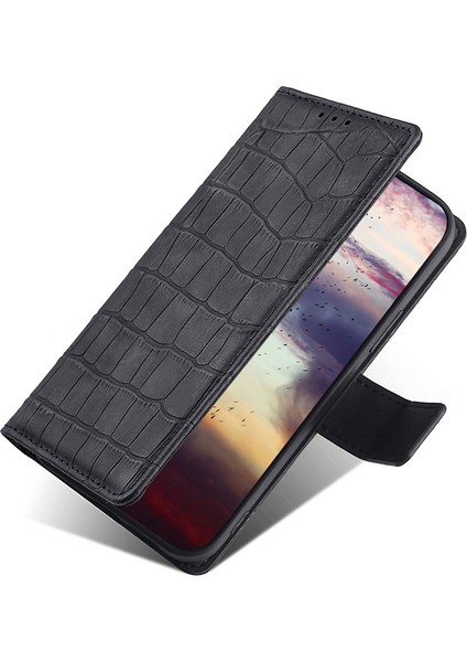 Xiaomi Için 13 Ultra Flip Telefon Kılıfı Timsah Doku Pu Deri Deri Deri Touch Cüzdan Stand Kapak Black (Yurt Dışından)