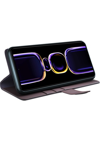 Xiaomi Poco F5 Pro 5g/redmi K60 Pro 5G/K60 5g Flip Cüzdan Telefon Kılıfı Orijin Bölünmüş Deri Cep Telefonu Standı Kapak Kahverengi (Yurt Dışından) modelleri
