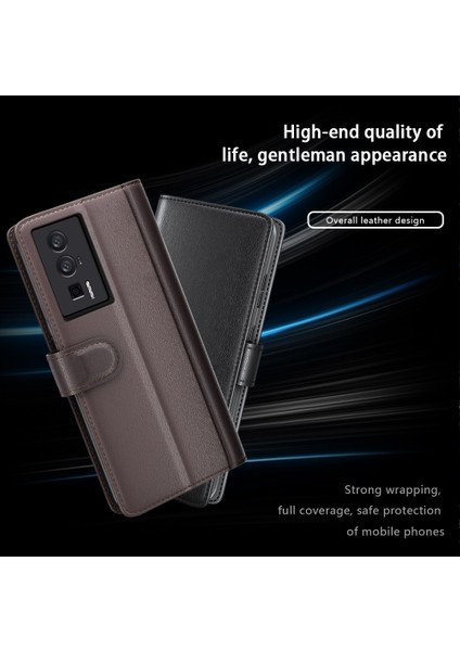 Xiaomi Poco F5 Pro 5g/redmi K60 Pro 5G/K60 5g Flip Cüzdan Telefon Kılıfı Orijin Bölünmüş Deri Cep Telefonu Standı Kapak Kahverengi (Yurt Dışından) fırsatları