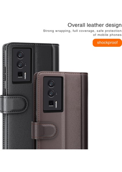Xiaomi Poco F5 Pro 5g/redmi K60 Pro 5G/K60 5g Flip Cüzdan Telefon Kılıfı Orijin Bölünmüş Deri Cep Telefonu Standı Kapak Kahverengi (Yurt Dışından) indirimleri