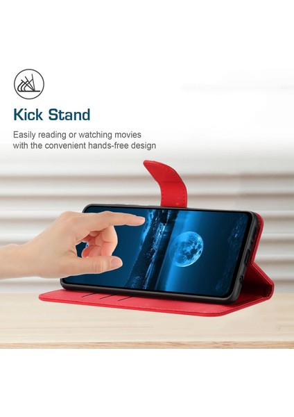 HT05 Pu Deri Deri Kapak Xiaomi Poco F5 Pro 5g/redmi K60 5G/K60 Pro 5g, Baskılı Hat Stand Flip Cüzdan Cüzdan Kırmızısı (Yurt Dışından)