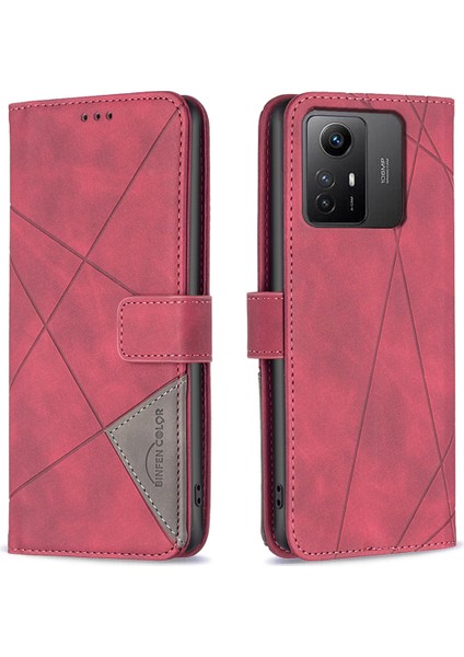 Xiaomi Için BF05 Redmi Not 12S 4g Toz Geçirmez Pu Deri Telefon Kılıfı Stand Baskılı Cüzdan Kapak-Kırmızı (Yurt Dışından)