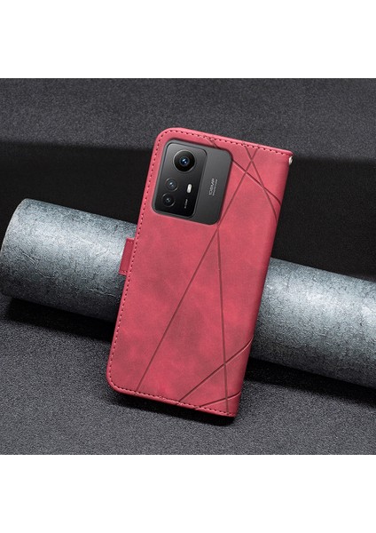 Xiaomi Için BF05 Redmi Not 12S 4g Toz Geçirmez Pu Deri Telefon Kılıfı Stand Baskılı Cüzdan Kapak-Kırmızı (Yurt Dışından)