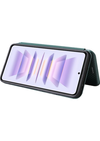 Xiaomi Poco F5 Pro 5g/redmi K60 Pro 5G/K60 5g Kart Pu Deri Manyetik Obsorbed Stand Karbon Fiber Doku Telefon Kapak Yeşili (Yurt Dışından) modelleri