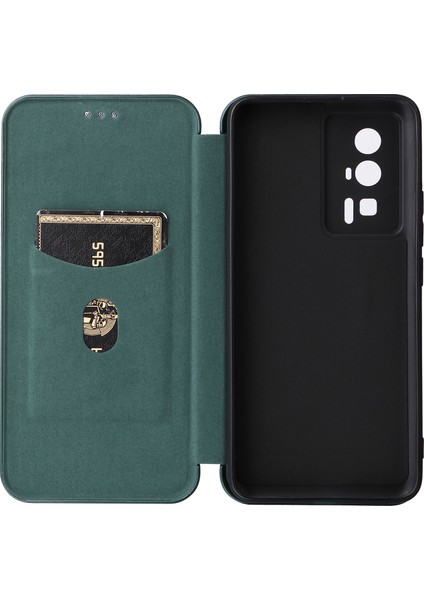 Xiaomi Poco F5 Pro 5g/redmi K60 Pro 5G/K60 5g Kart Pu Deri Manyetik Obsorbed Stand Karbon Fiber Doku Telefon Kapak Yeşili (Yurt Dışından) indirimleri