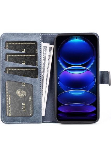 Xiaomi Redmi Için Note 12 Pro 5g/note 12 Pro Speed ​​5g/poco X5 Pro 5g Çift Renk Ekleme Cüzdan Stand Pu Deri Kapak Blue (Yurt Dışından)