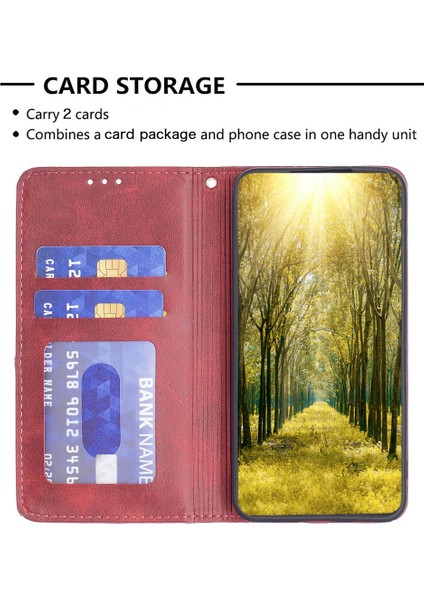 Xiaomi Redmi Için Telefon Kılıfı Not 12 5g (Global)/(Hindistan)/(Çin)/poco X5 5g Flip Deri Kılıf Kart Yuvalı Cep Telefonu Stand Kapak-Kırmızı (Yurt Dışından)