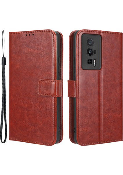 Xiaomi Için Deri Telefon Kılıfı Poco F5 Pro 5g/redmi K60 Pro 5G/K60 5G/K60 Şampiyon Edition Çılgın At Doku Doku Stand Cüzdan Cep Telefonu Kapak Kayış-Kahverengi (Yurt Dışından) fiyatları