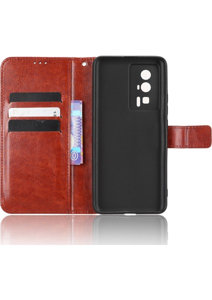 Xiaomi Için Deri Telefon Kılıfı Poco F5 Pro 5g/redmi K60 Pro 5G/K60 5G/K60 Şampiyon Edition Çılgın At Doku Doku Stand Cüzdan Cep Telefonu Kapak Kayış-Kahverengi (Yurt Dışından) indirimleri